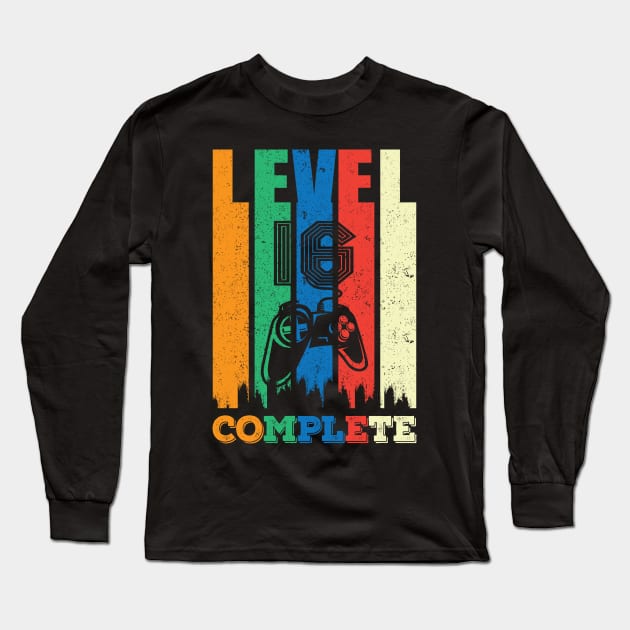 16th Birthday Level 16 Complete Gamer Gift Long Sleeve T-Shirt by SinBle